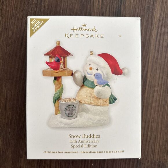 Vintage HALLMARK Christmas Ornament SPECIAL 15th Anniversary SNOW BUDDIES Y2K - Picture 1 of 4